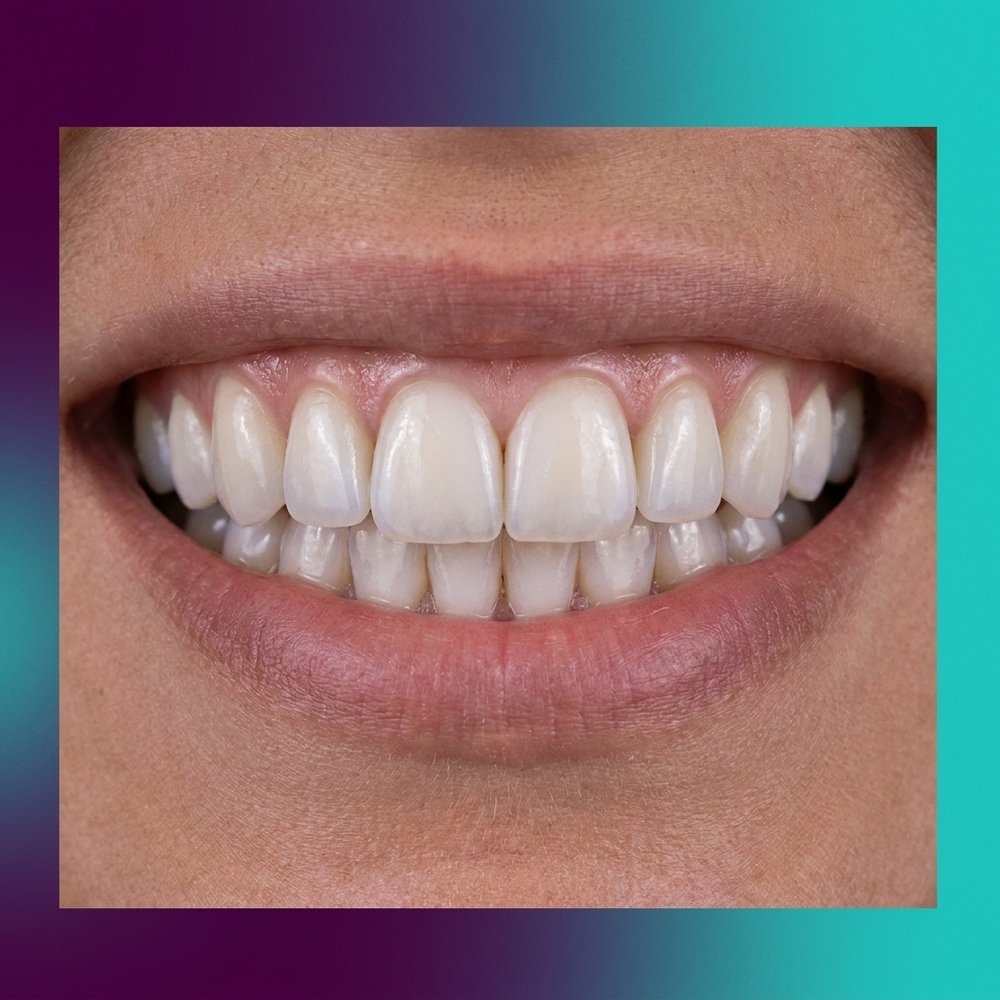 Lentes de contato dental de porcelana sobre modelo de sorriso